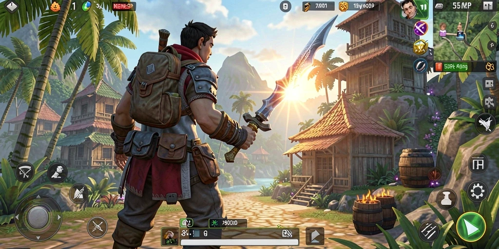Tampilan gameplay menakjubkan dalam <strong>55RP</strong> yang penuh aksi RPG.