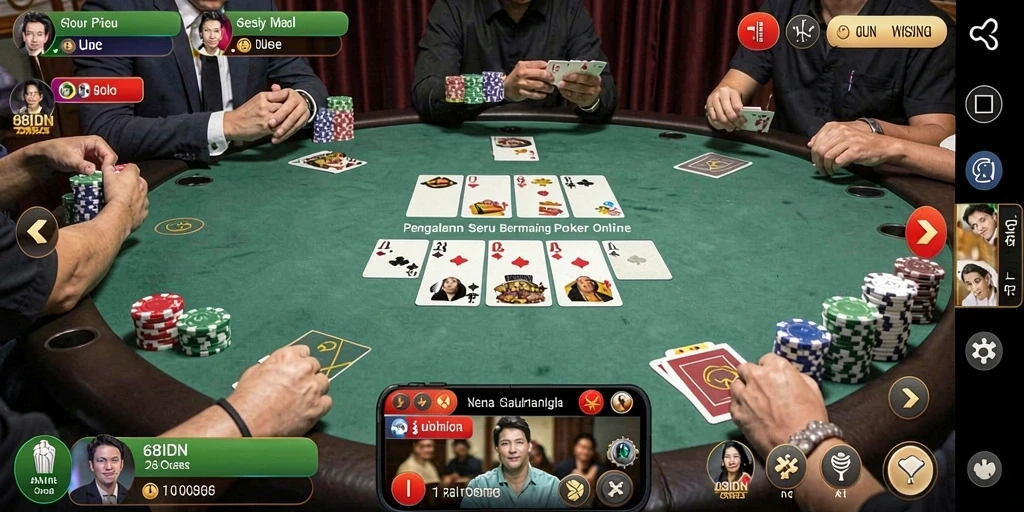 Tampilan gameplay Poker yang mendebarkan di 68IDN.