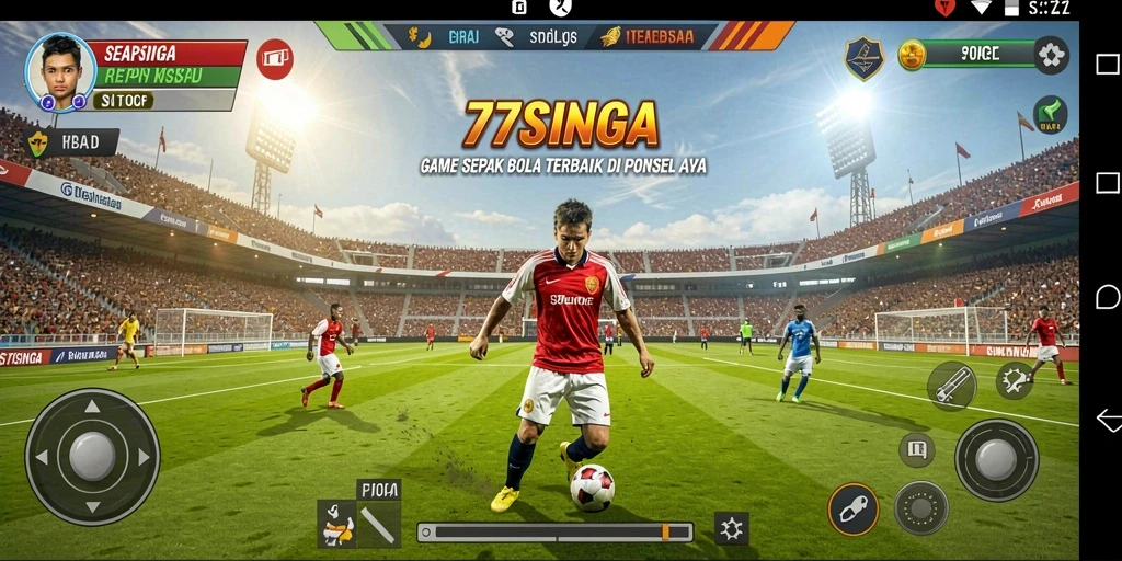 Tangkapan layar gameplay 77SINGA menampilkan aksi mendebarkan di lapangan.