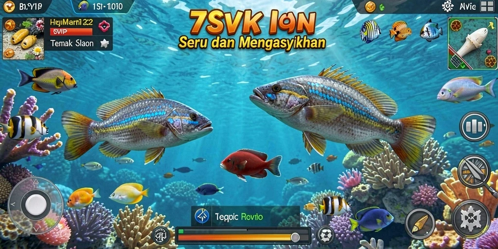 Tampilan gameplay seru di 7SVIP menembak ikan berwarna-warni.