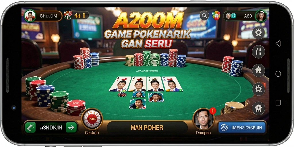 Tampilan gameplay A200M yang menarik dan seru dalam permainan poker.