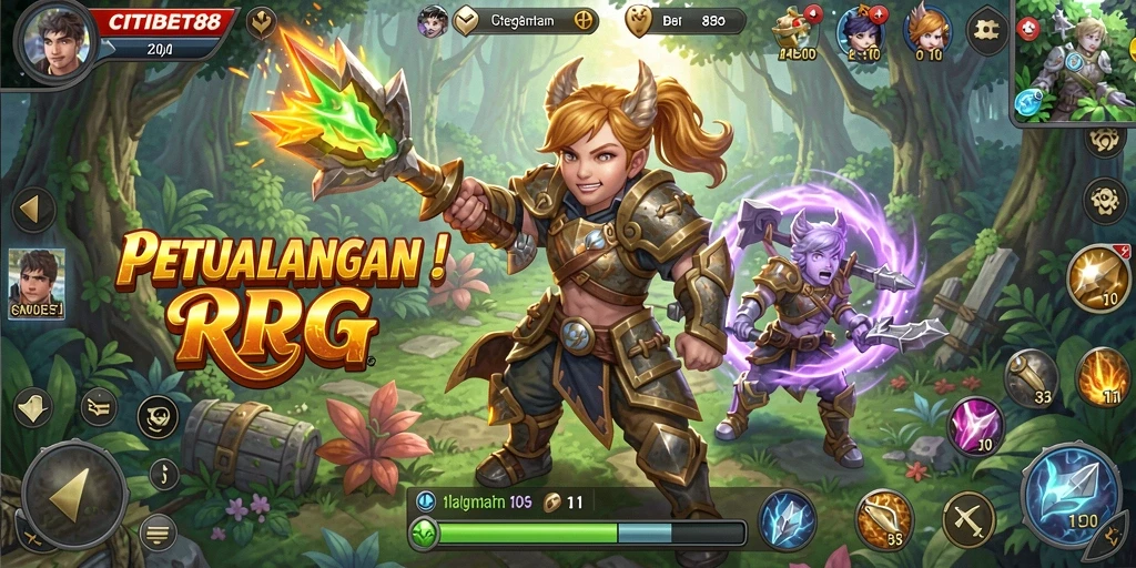 Screenshot CITIBET88 menunjukkan aksi pertempuran epik dalam RPG yang mendebarkan.