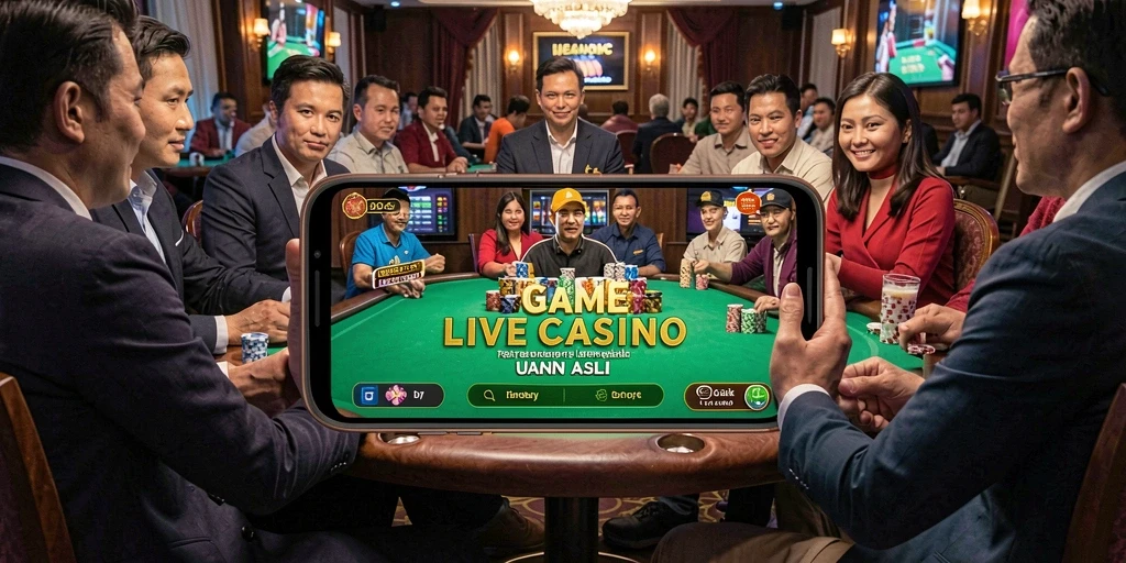 Screenshot gameplay D06 menampilkan dealer cantik dan meja kasino yang stylish.