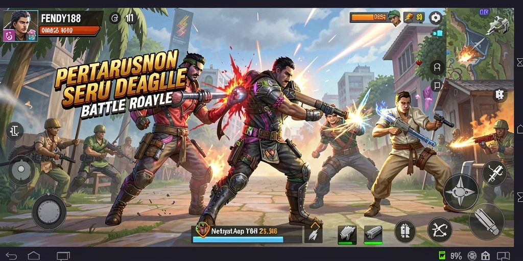 Screenshot FENDY188 menampilkan aksi seru di pertempuran Battle Royale.