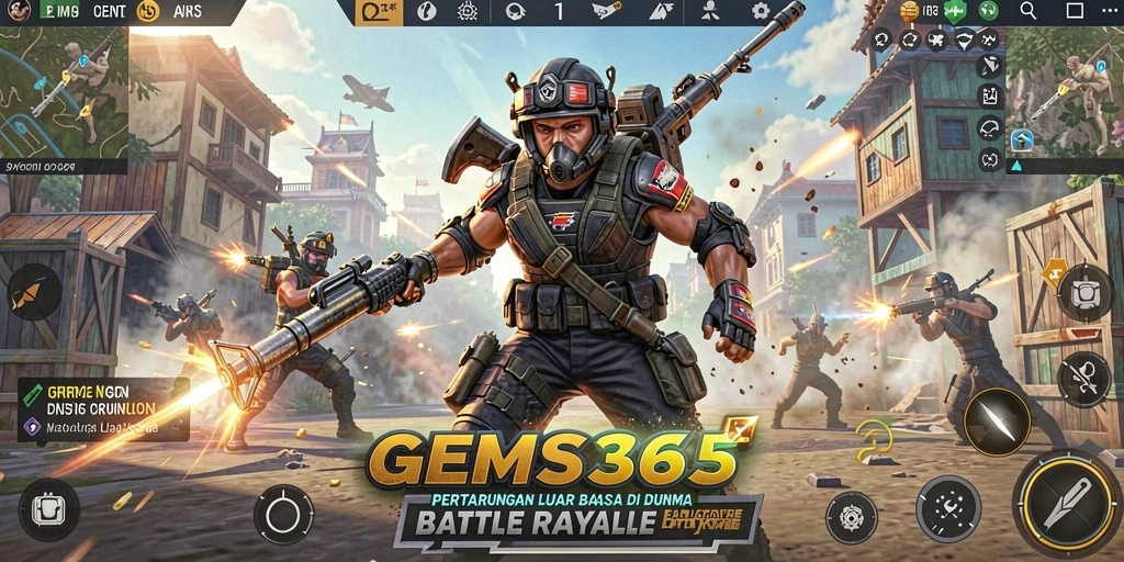 Tampilan menarik dari pertarungan GEMS365 di arena Battle Royale.