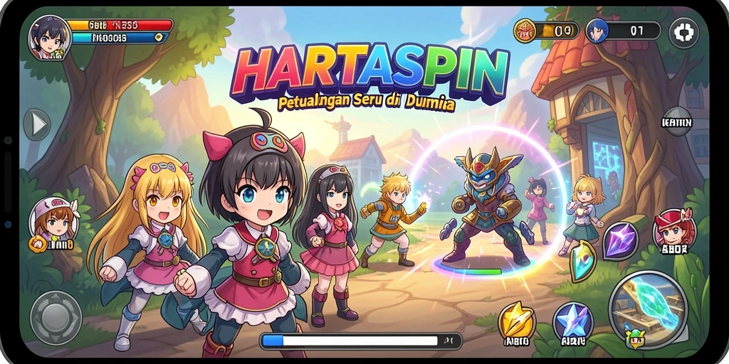 Tampilan gameplay HARTASPIN yang menakjubkan dan dinamis.
