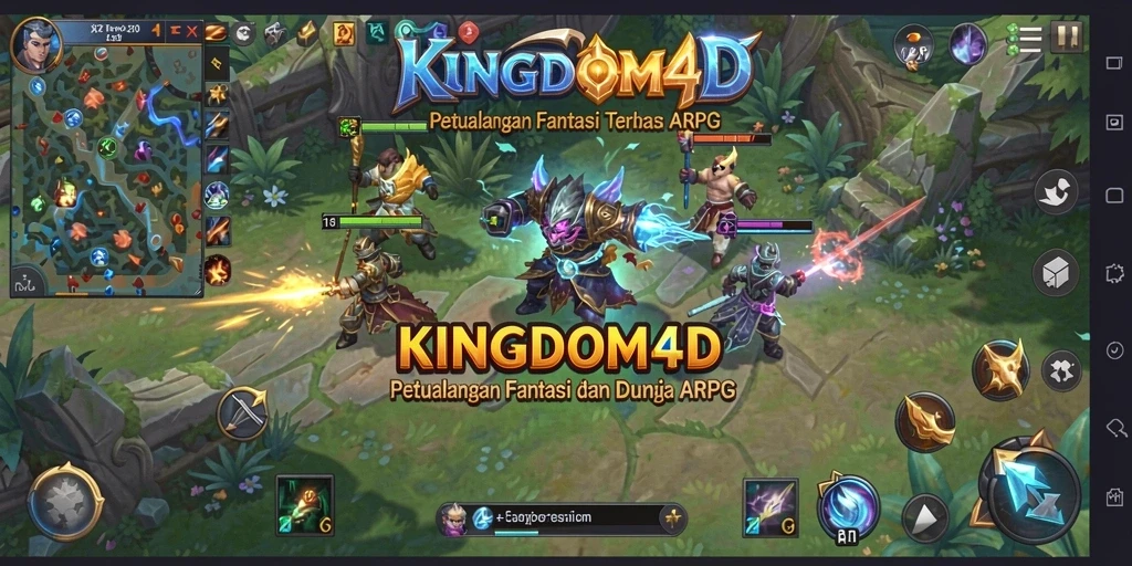 Screenshot KINGDOM4D menampilkan aksi seru dalam pertarungan ARPG.