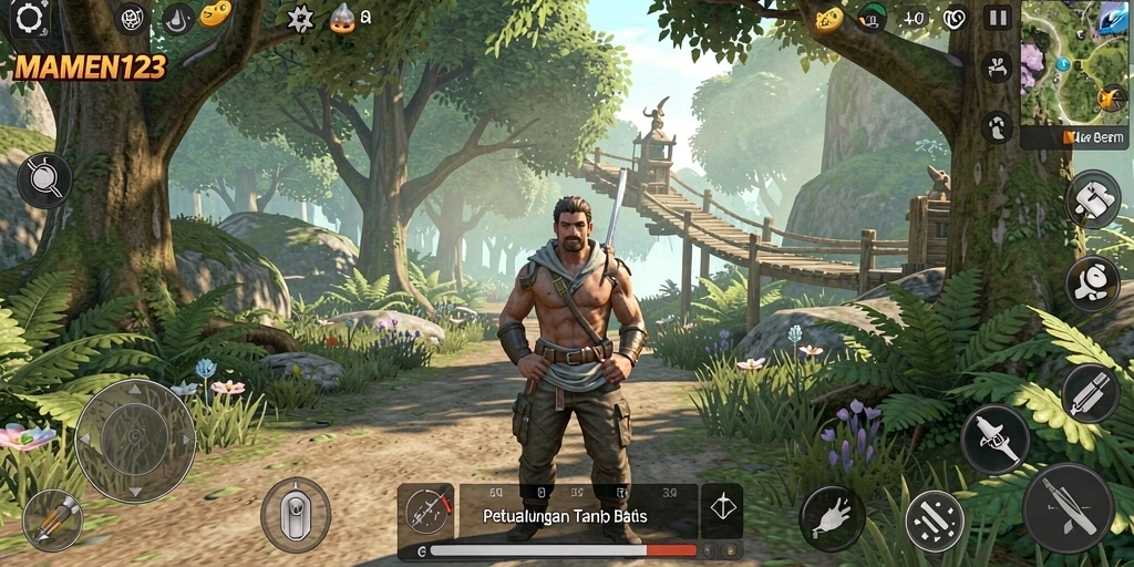 Tampilan gameplay epic dari MAMEN123 dalam dunia terbuka.