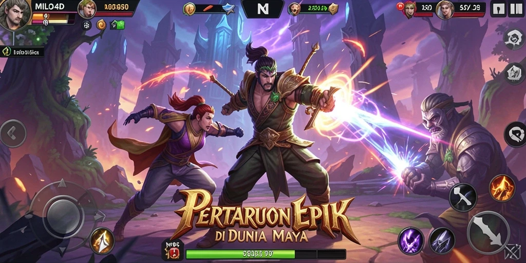 Screenshot gameplay epik di MILO4D menunjukkan aksi bertarung intens.