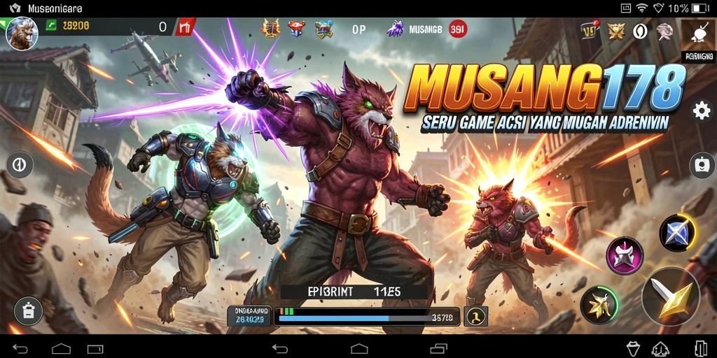 Screen utama gameplay dari MUSANG178 yang penuh aksi mendebarkan.