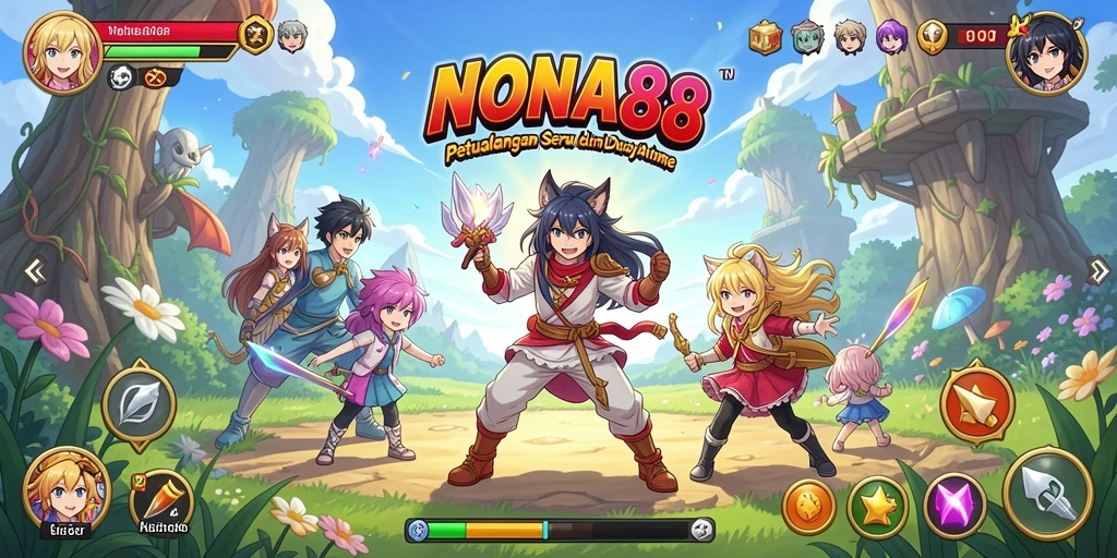Tampilan seru gameplay NONA88 di dunia anime yang penuh petualangan.