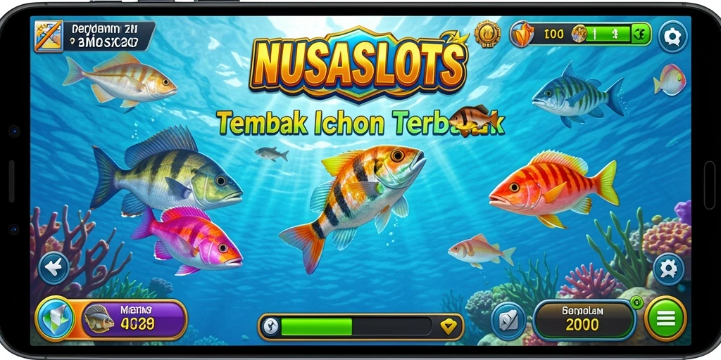 Screenshot gameplay NUSASLOTS yang menunjukkan serunya menembak ikan.