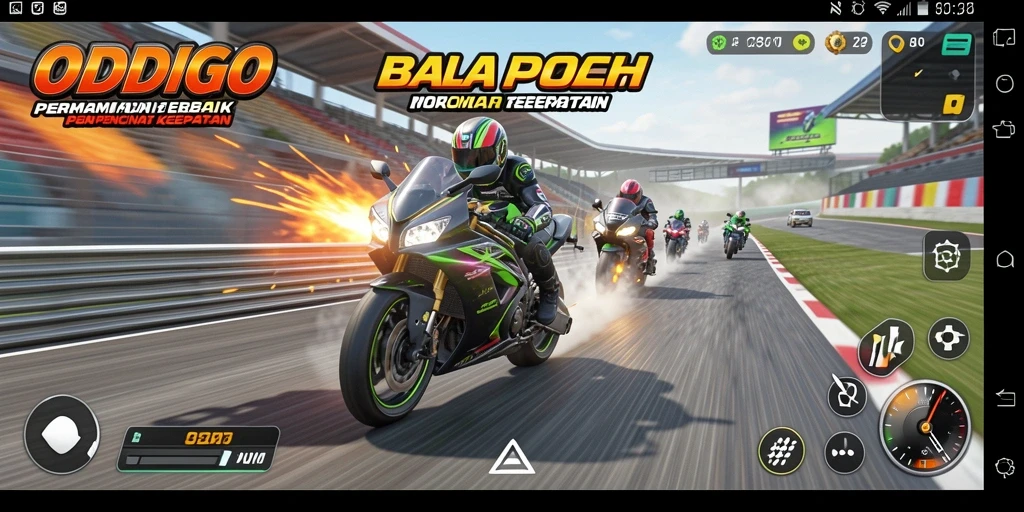 Gameplay mendebarkan balap motor di ODDIGO.