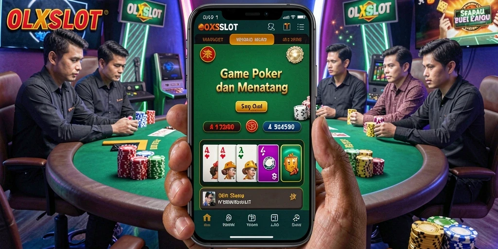 Tampilan screenshot gameplay OLXSLOT dengan berbagai aksi poker yang menegangkan.