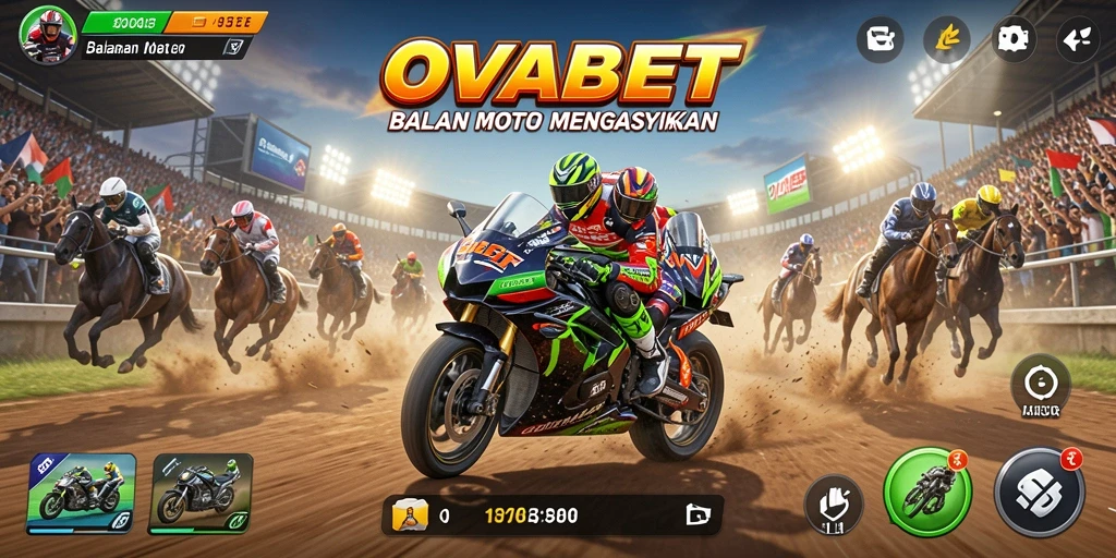 Screenshot gameplay OVABET menampilkan aksi balapan yang seru.
