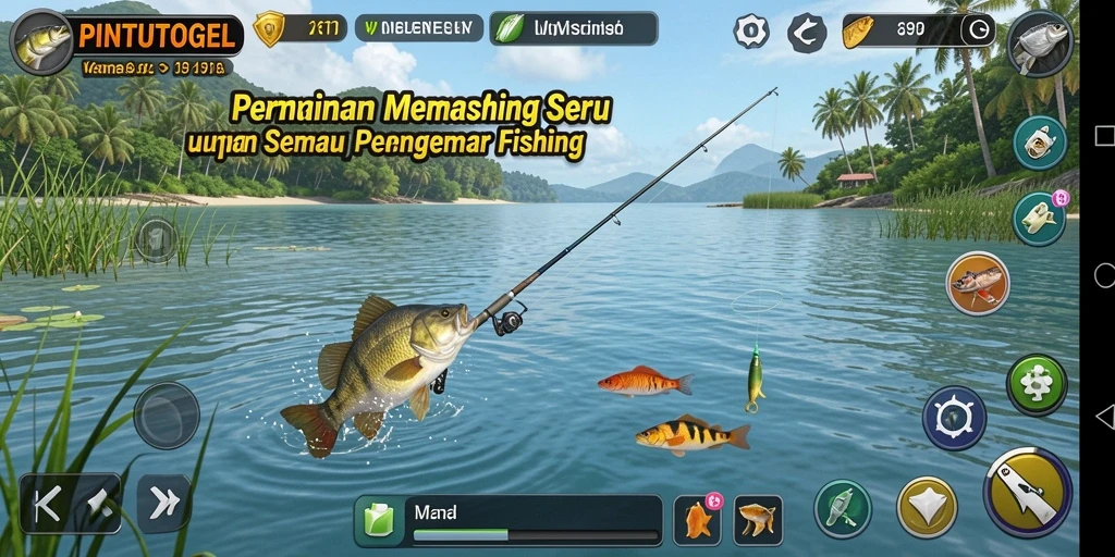 Tampilan gameplay <strong>PINTUTOGEL</strong> yang menggembirakan saat menangkap ikan.