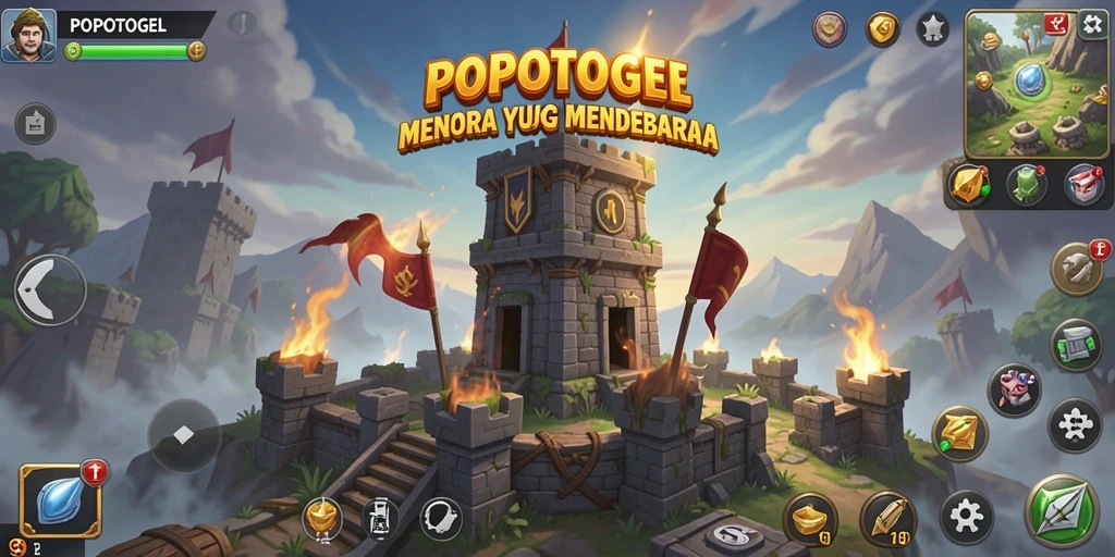 Tampilan gameplay menara pertahanan yang menegangkan di POPOTOGEL.