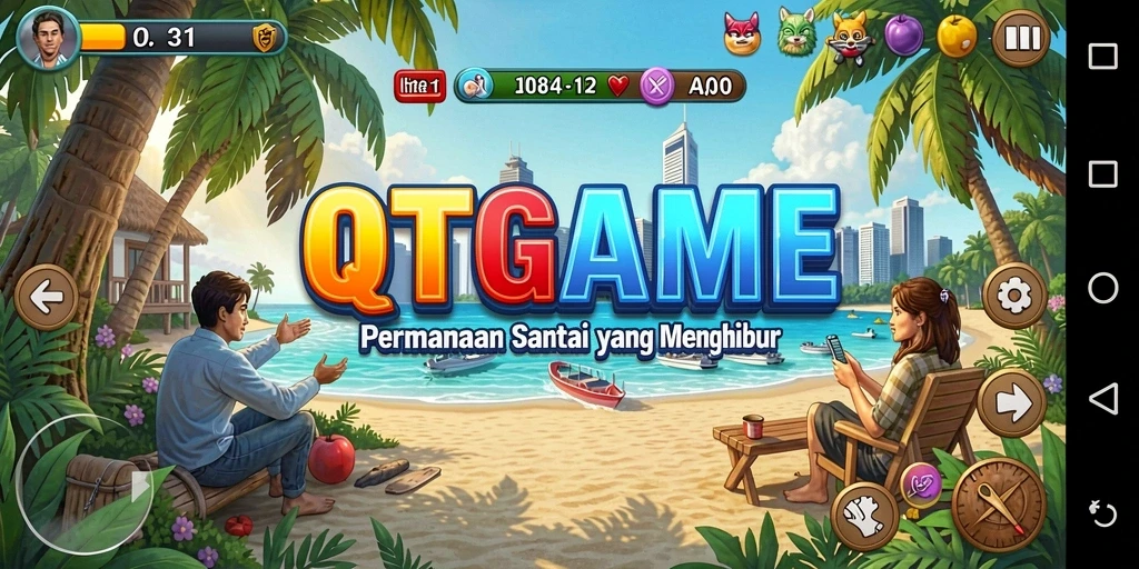 Tampilan gameplay QTGAME yang menyenangkan dan interaktif.