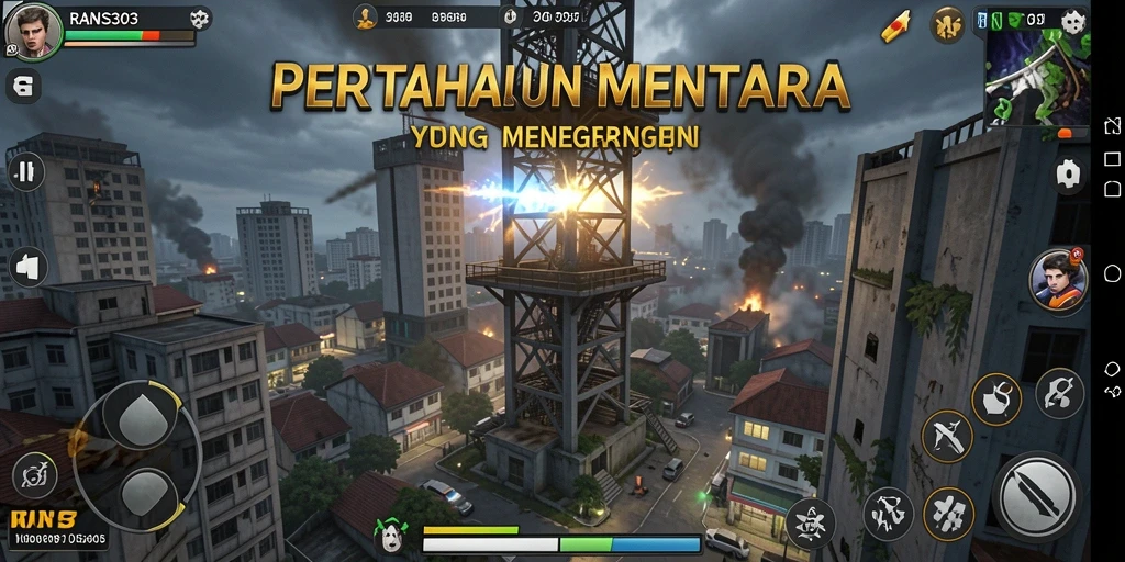 Tampilan menyenangkan dari gameplay Tower Defense RANS303.