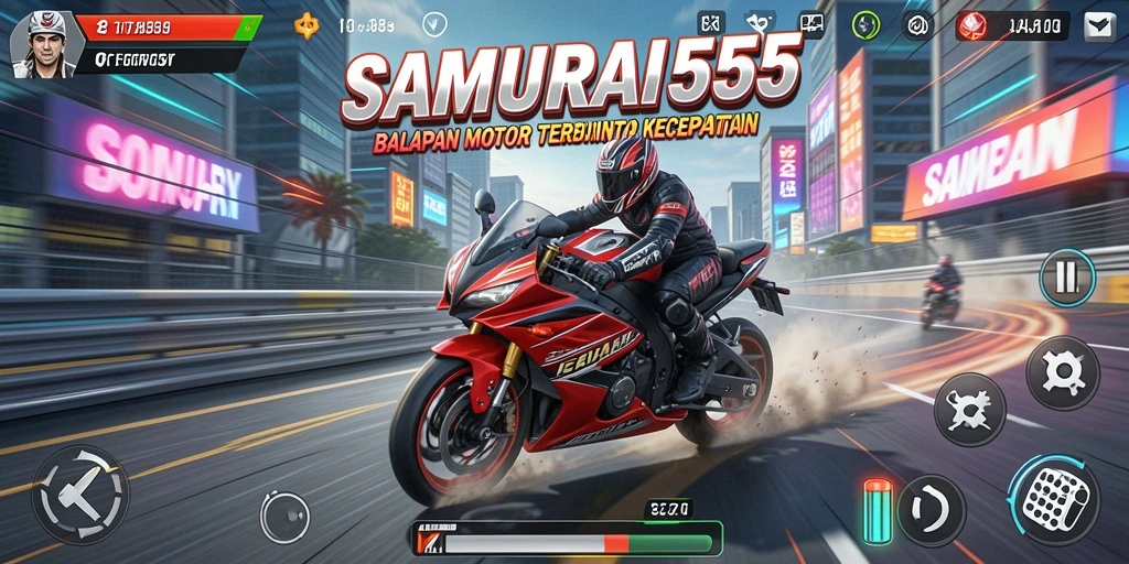 Gameplay balap motor yang mendebarkan di SAMURAI555.