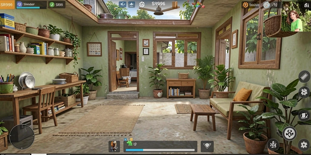 Tangkapan layar gameplay SR996 menunjukkan interaksi karakter yang realistis dan lingkungan yang kaya.