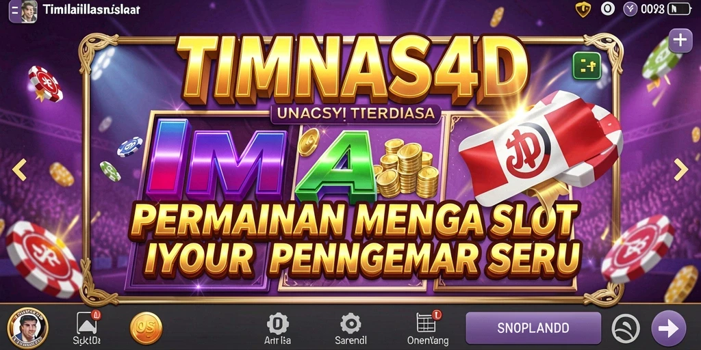 Screenshot permainan Slot TIMNAS4D dengan tampilan gulungan dan bonus menarik.